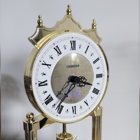 ⏰ Chronos Gold Glass Dome Anniversary Mantel Clock – Rotating Pendulum, Elegant - Picture 10 of 15